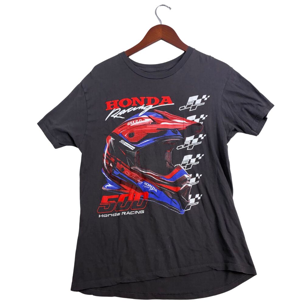 Honda Racing GSX 2.0 Helmet Graphic T-Shirt Men's L Gray Motorcycle Motocross